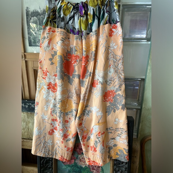 Dries Van Noten silk Culotte wide leg floral sz 42 waist elastic stretch 30-40” - Picture 1 of 7